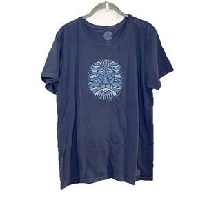 Life Is Good T-Shirt Women's Size L Crusher Tee Crew Blue Lion Navy